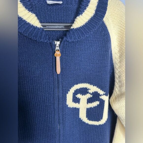 Champion Japan C8-A606 Varsity Knit Zip Jacket Navy Wool Blend Unisex Rare - Picture 6 of 10